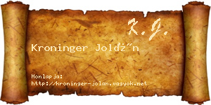 Kroninger Jolán névjegykártya
