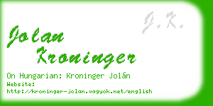 jolan kroninger business card